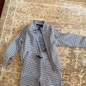 Janie and Jack Blue and White Houndstooth Blazer